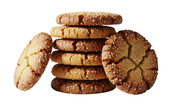 Stack of freshly baked chocolate chip cookies ready to eat. Delicious homemade biscuits with gooey chocolate chunks Cutout PNG