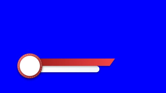 Red lower third banner with circular logo space