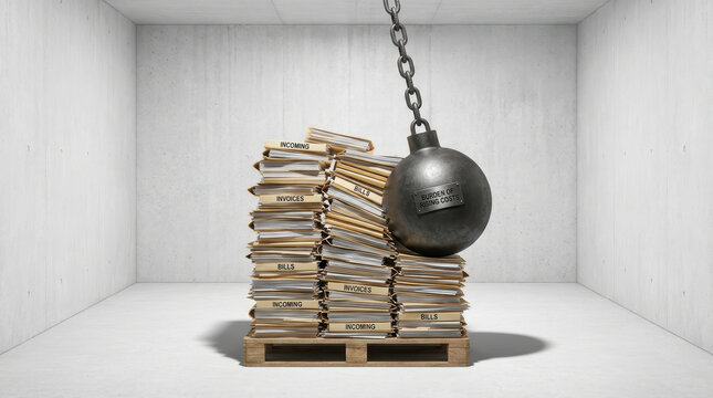 Rising global trade tariff wars create heavy burden on businesses with stacks of invoices and bills ready to be impacted by costs