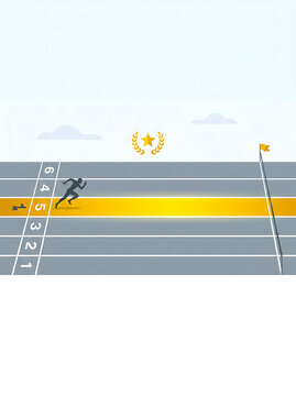 Running Track Lanes With Silhouette Of Athlete Vector Illustration athlete