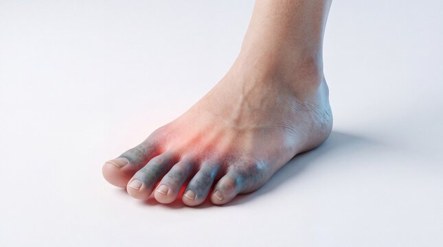 Blue Toe Syndrome with Poor Blood Circulation in Human Foot Medical Illustration