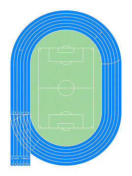 Running track oval with soccer field vector illustration on white background