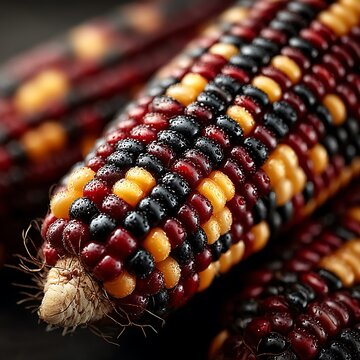Close Up of Multi- Colored Indian Corn Kernels maize