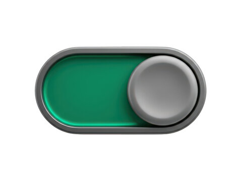 Green toggle switch in active position. UI element for enabling settings and features.