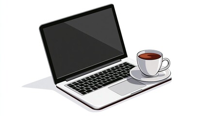Fototapeta premium Laptop and Coffee Cup Work Break Productivity