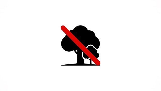 Prohibited cutting down tree icon with slash
