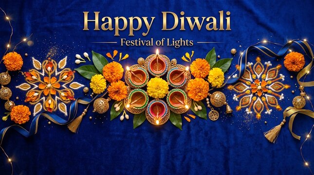 Happy diwali festival of lights celebration poster design with displays festive diwali