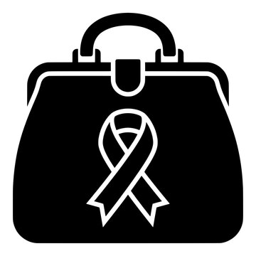 Doctors bag with an awareness ribbon. vector illustration.