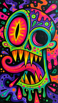 Acid nightmare thunderdome with surreal dystopian chaos and dark psychedelic arena energy