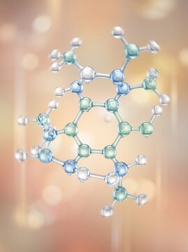 Molecular structure of a complex organic compound isolated on background