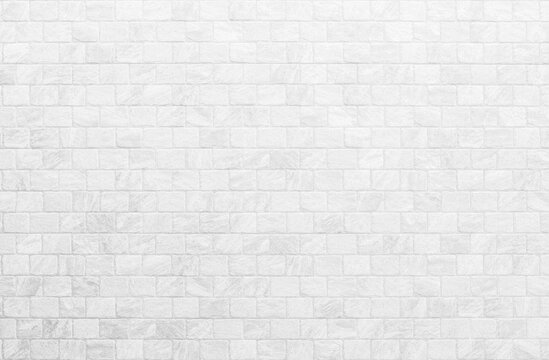 Kitchen wallpaper concept: Close up modern white brick tiles wall texture background, White brick wall texture background.