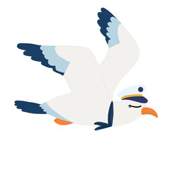 Fototapeta premium Sailor seagull nautical kids theme