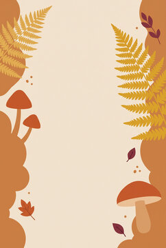 Thanksgiving Harvest Background with Autumn Leaves, Acorns, Wheat and Rustic Seasonal Decorative Elements