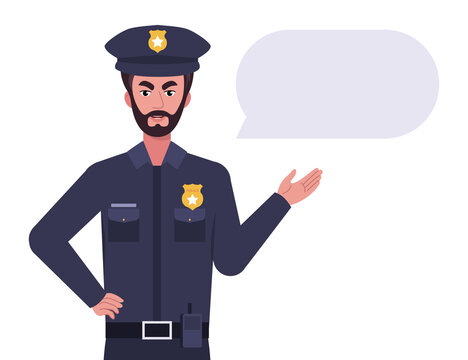 Police officer with speech bubble