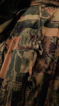 Close up of elegant woman wearing luxury kimono robe.