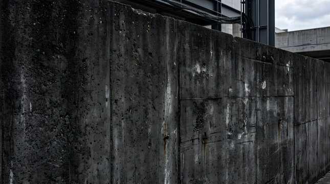Dark weathered concrete wall texture with distressed industrial surface.