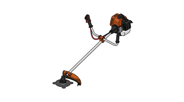 Isometric illustration of gasoline powered brush cutter for landscaping