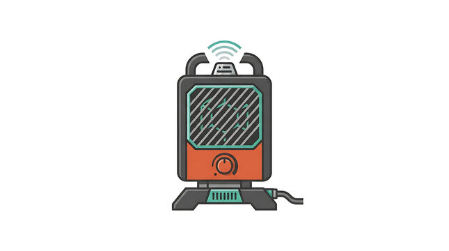 Modern portable electric greenhouse heater icon with signal indicator