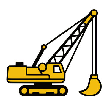 Dragline excavator heavy mining equipment vector illustration