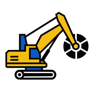 Bucket wheel excavator vector illustration mining heavy equipment