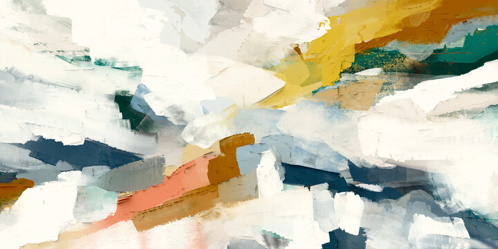 Expressive modern abstract painting with dynamic gestural brushstrokes and painterly texture