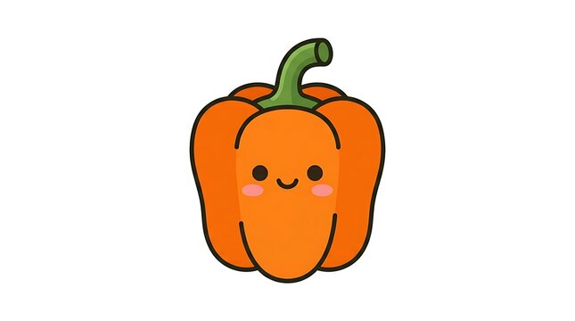 Cute cartoon bell pepper with happy face expression