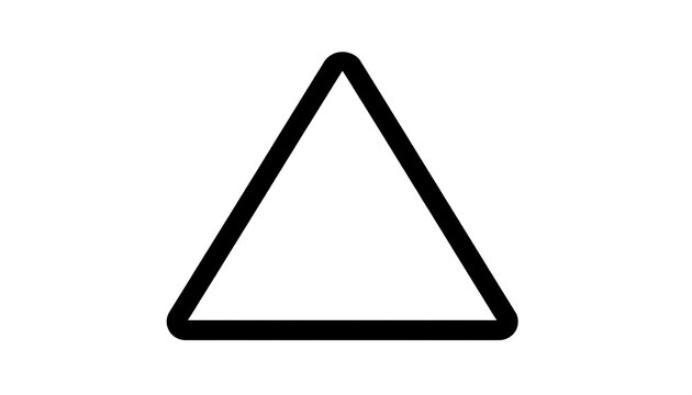Black isosceles triangle geometric shape icon.