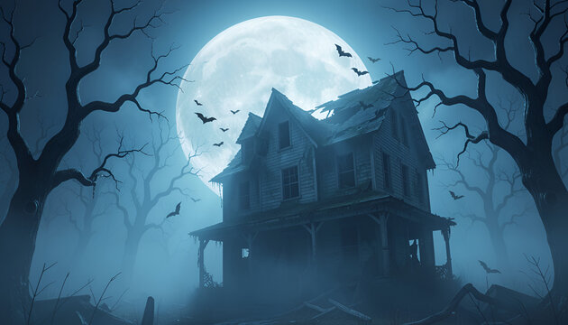 halloween background with haunted house
