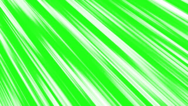 Abstract white speedlines moving diagonally right on green screen seamless loop