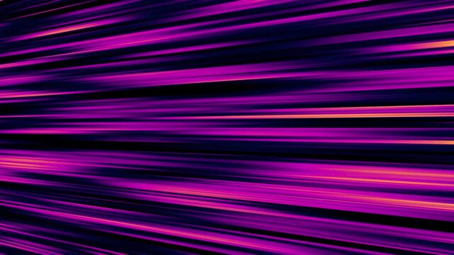 Abstract purple speedlines moving left on black background seamless loop