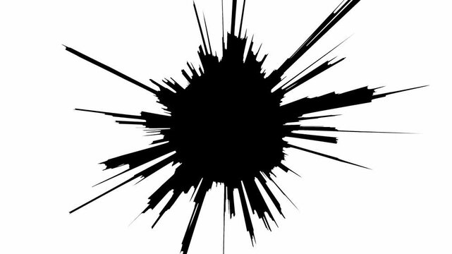 Video of abstract black and white radial rocky speedlines bursting from center on white background