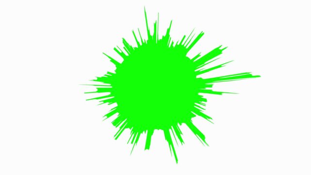 Video of abstract green chroma key radial turbulent speedlines bursting from center on white background