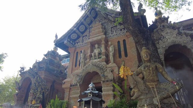 Buddhist temple in north Thailand beautiful decorations and statues