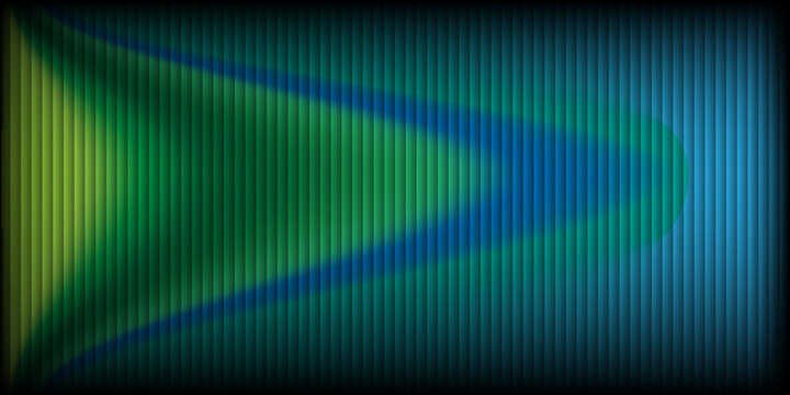Abstract green and blue arrow shape on textured vertical background, futuristic digital art.