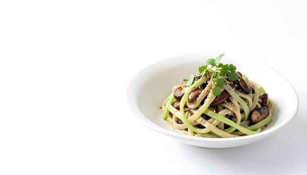 Celtuce gourmet noodle dish premium commercial food photography