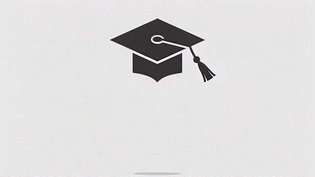 Graduation cap tossing animation, academic achievement celebration motion graphic