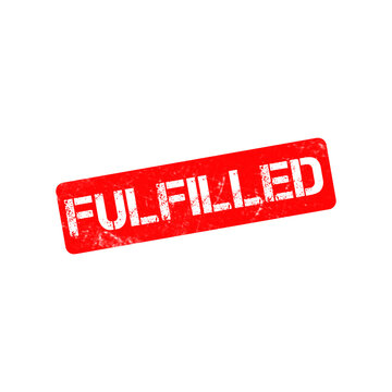 Red fulfilled rubber stamp icon, distressed grunge texture stamp on white background, business logistics and order completion concept