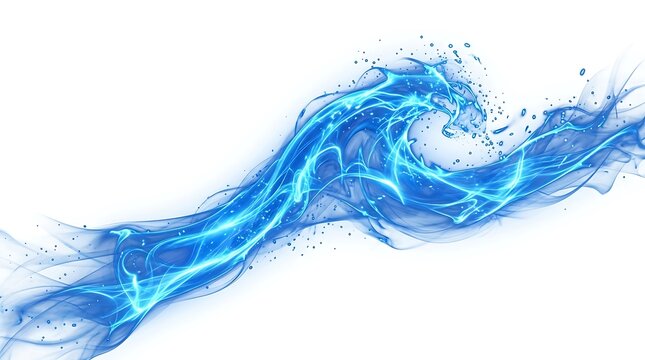 Abstract dynamic blue liquid wave motion on white background.