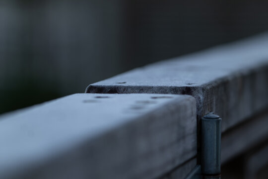 Frost on a a wooden fence