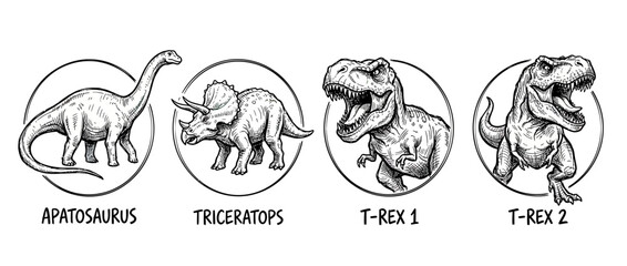 Dinosaur illustration set isolated on transparent background © Berang