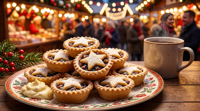 British Christmas Mince Pies Served with Brandy Butter