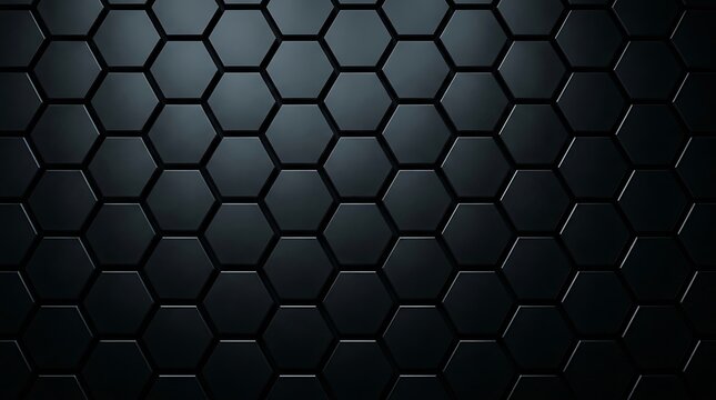 Dark Metallic Hexagonal Grid Pattern With Subtle Lighting Effects