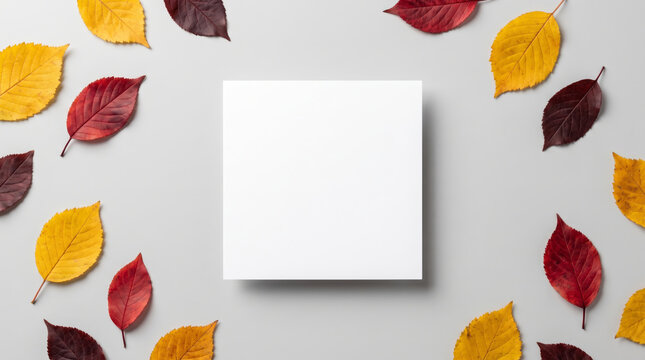 Autumn border leaf background rustic frame copy space template card. Vintage fall foliage frame. orange brown empty copy space, invitation banner