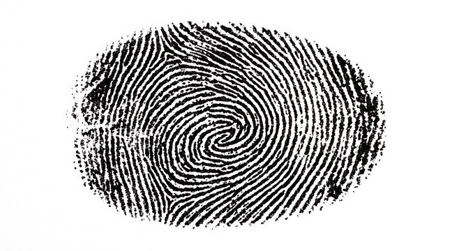 Detailed human fingerprint isolated on white background.
