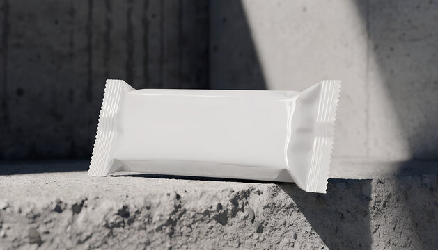 Blank snack bar wrapper mockup. White food packaging template for branding design.