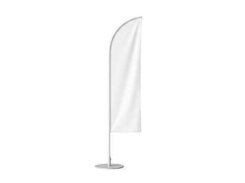 Blank feather flag mockup. White promotional banner for outdoor advertising events.