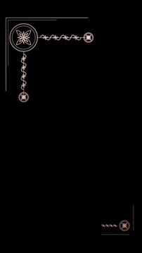 Vertical animated rose gold filigree corner borders with hanging star pendants on dark portrait background