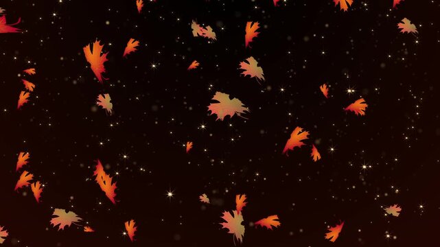 Falling autumn maple leaves and stars background