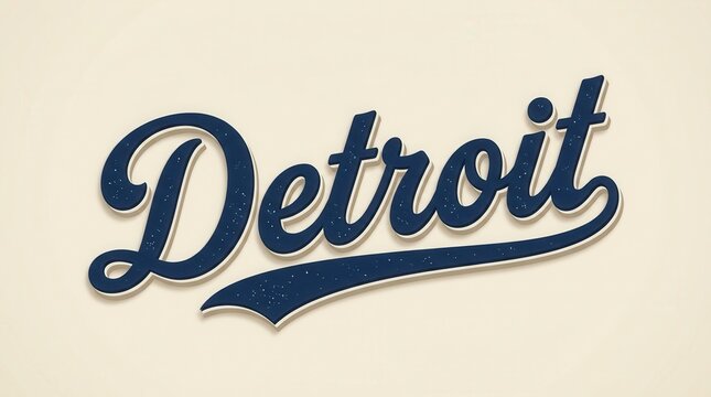 Retro style typography for American heritage featuring vintage Detroit script font text.