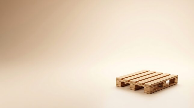 A single wooden shipping pallet isolated on a clean light beige background for logistics and industrial concepts
